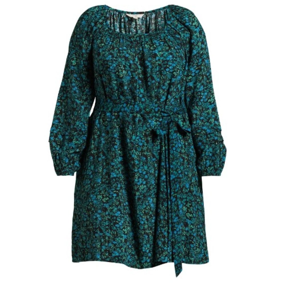 Terra & Sky Women's Plus Size Shirred Mini Dress, Small Disty/Black Soot